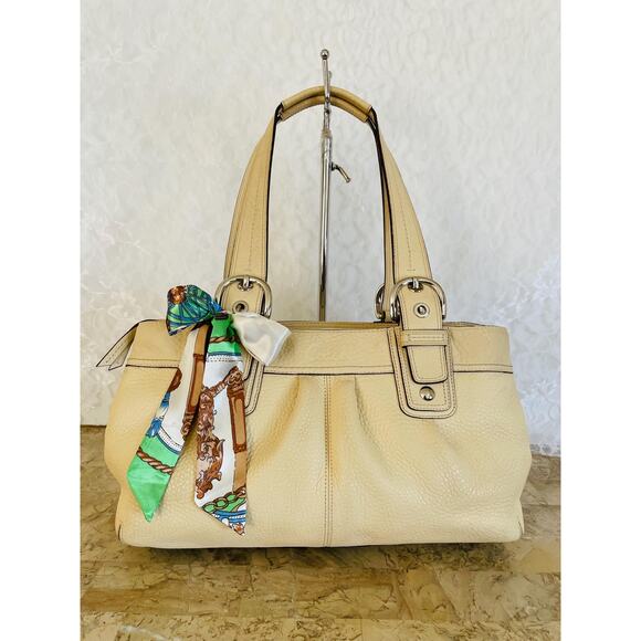 Coach Cream Shoulder Bag with Scarf Detail - Picture 1 of 10